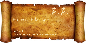 Petrus Péter névjegykártya